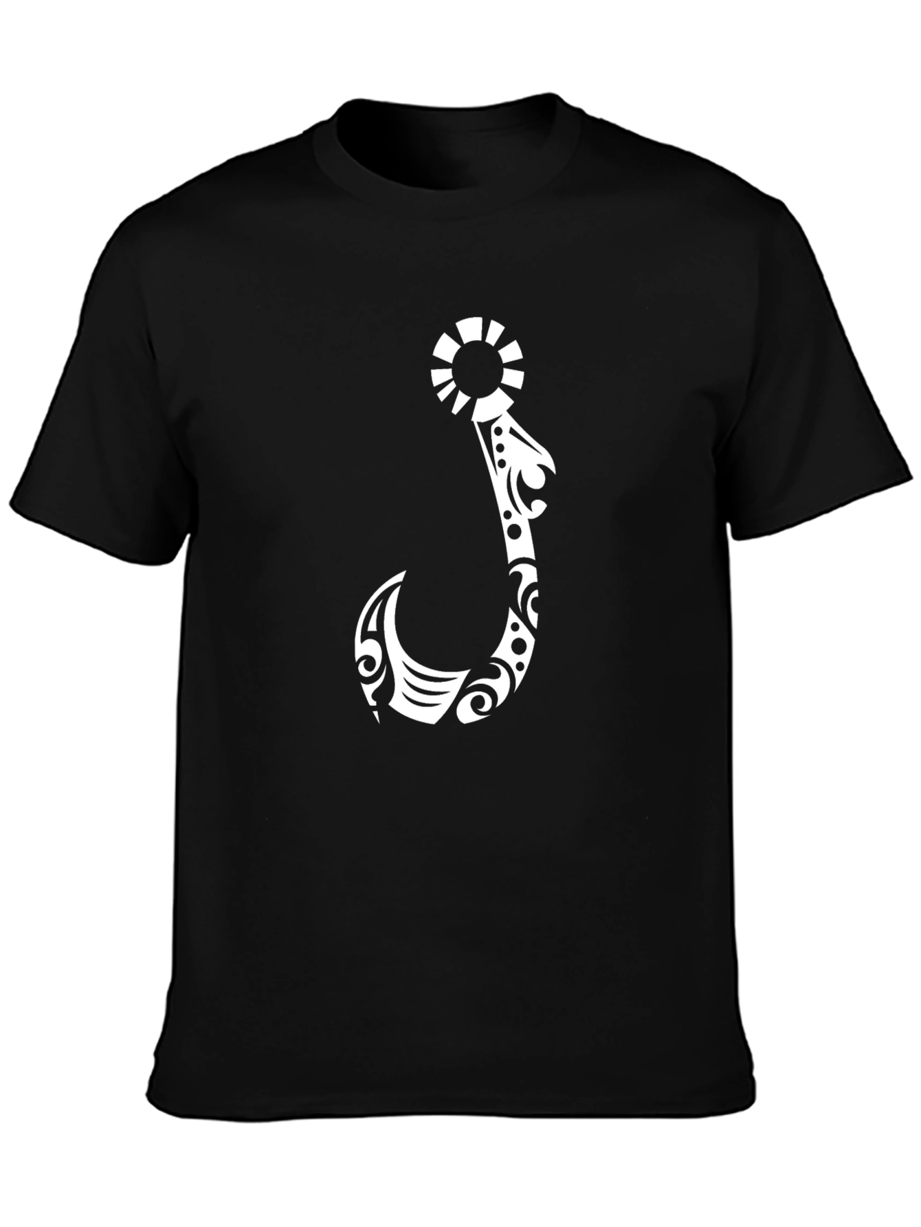 Tribal Hook Graphic T-Shirt - Black
