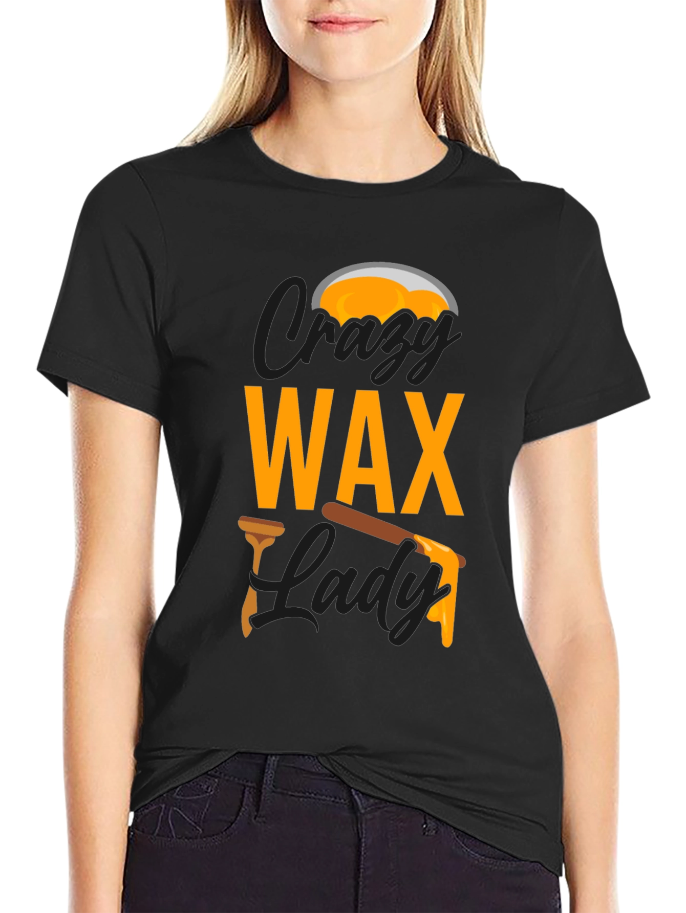 Crazy Wax Lady Graphic Tee - Black Unisex T-Shirt