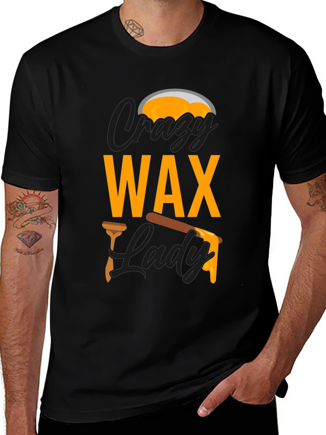Crazy Wax Lady Graphic Tee - Black Unisex T-Shirt