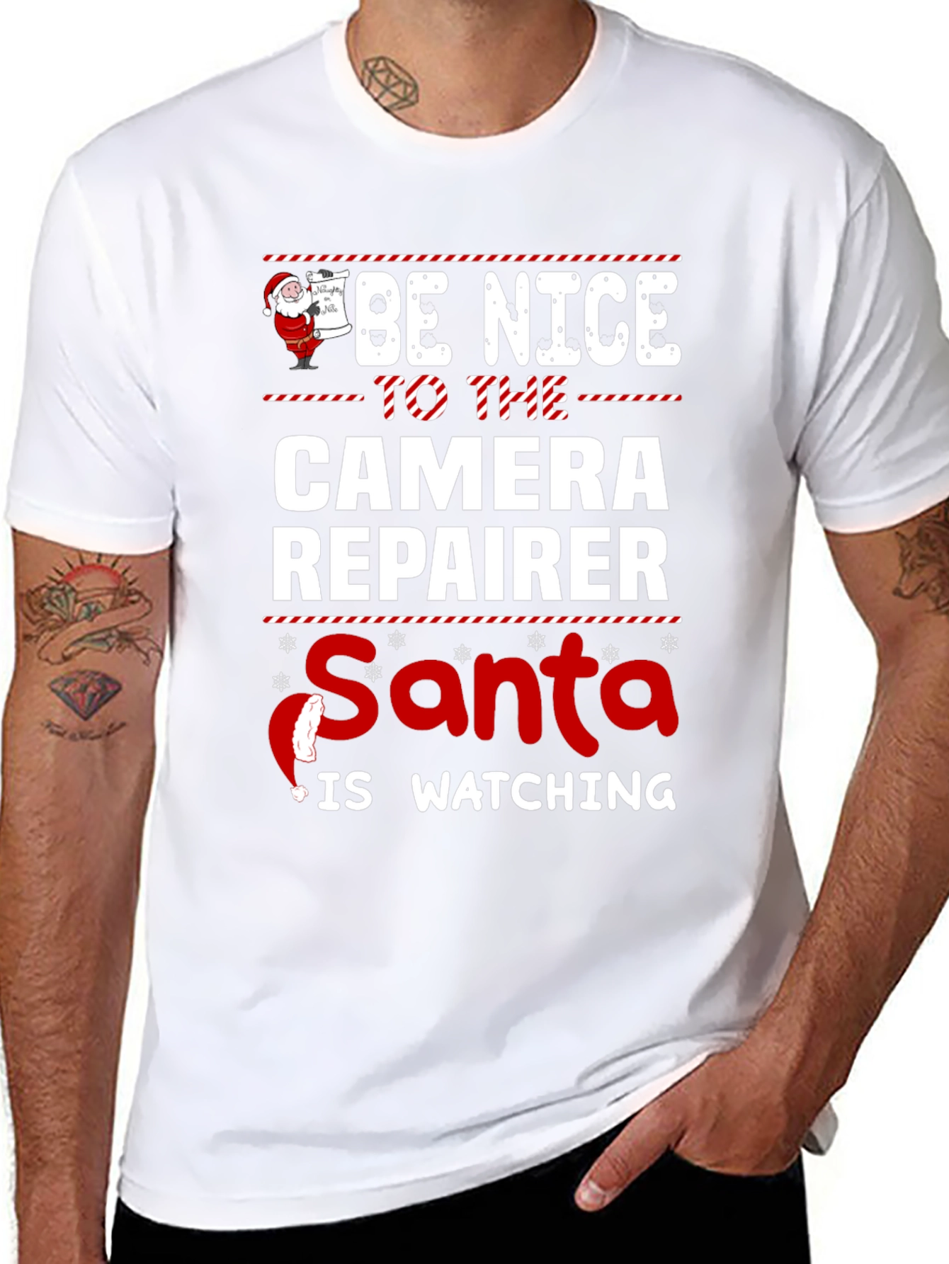 Camera Repairer Santa Watching T-Shirt