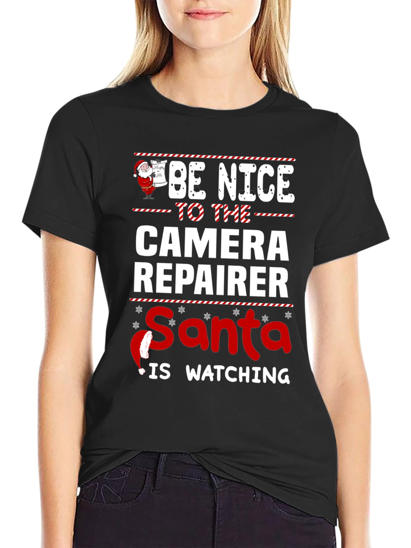 Camera Repairer Santa Watching T-Shirt