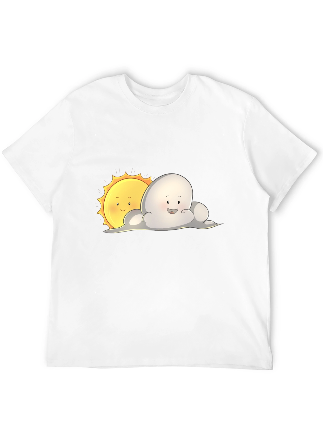 Cute Sun & Cloud Graphic Black T-Shirt