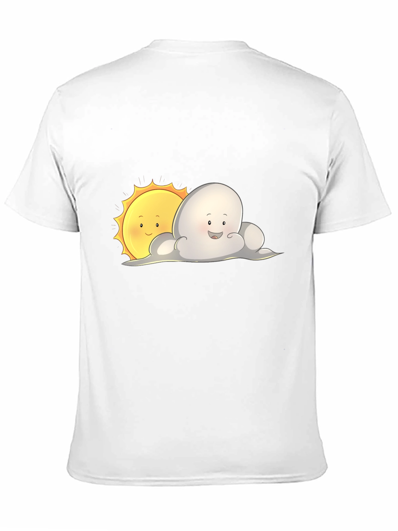 Cute Sun & Cloud Graphic Black T-Shirt
