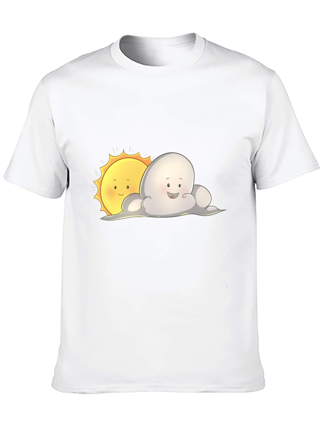 Cute Sun & Cloud Graphic Black T-Shirt