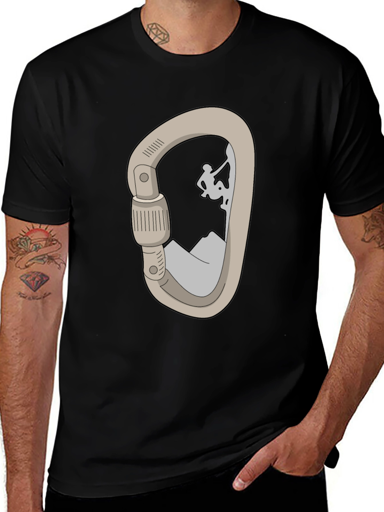 Climbing Carabiner T-Shirt - Mountain Adventure