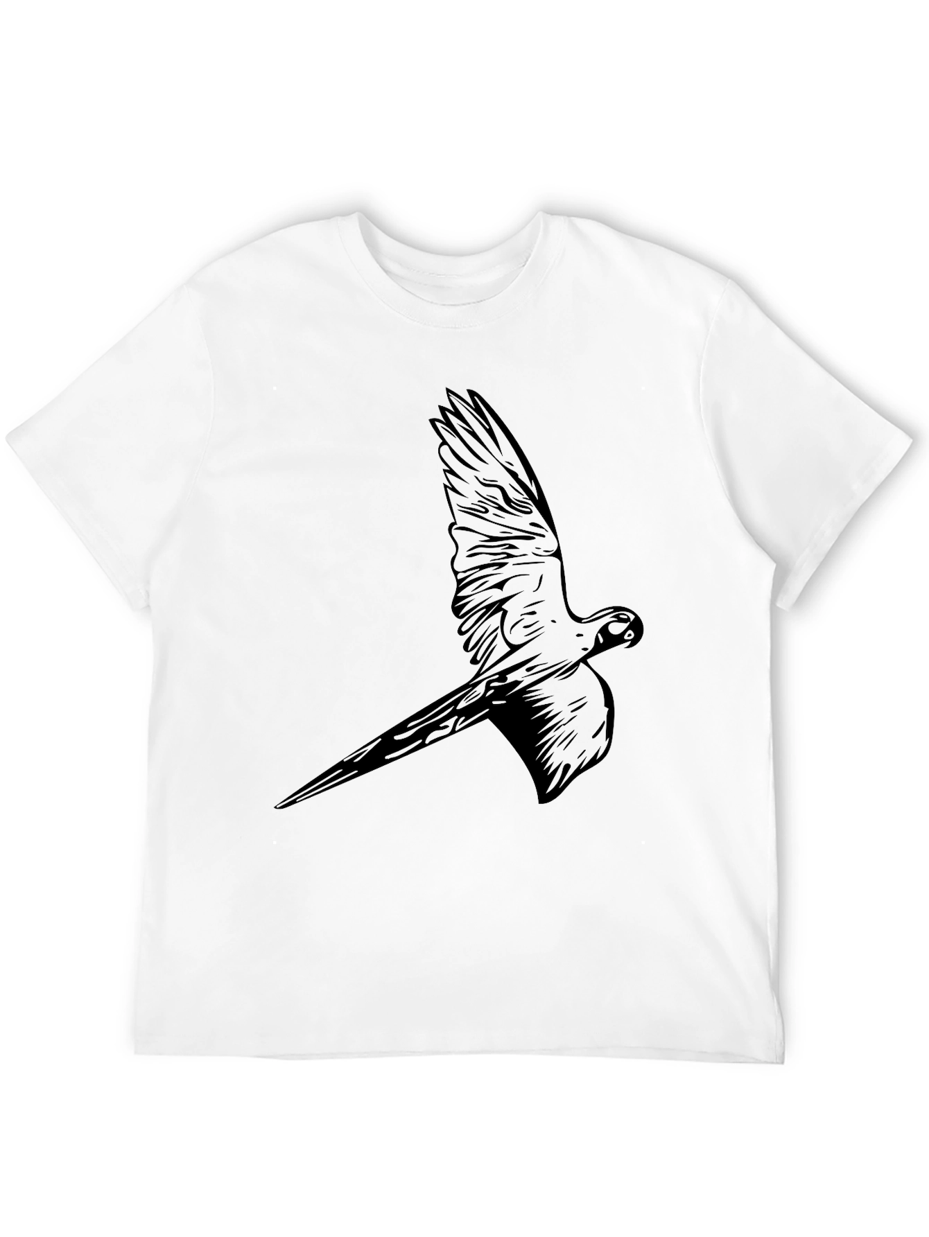 Black Parrot Graphic Tee - Stylish Bird Design