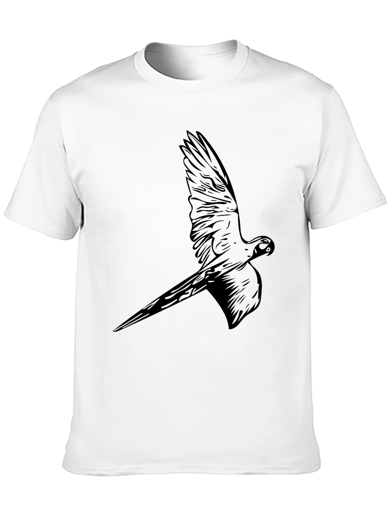 Black Parrot Graphic Tee - Stylish Bird Design