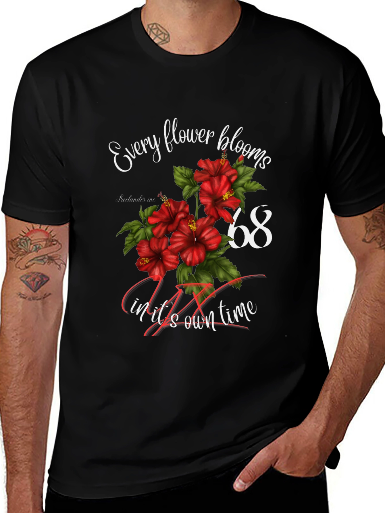 Floral Every flower blooms Black T-Shirt