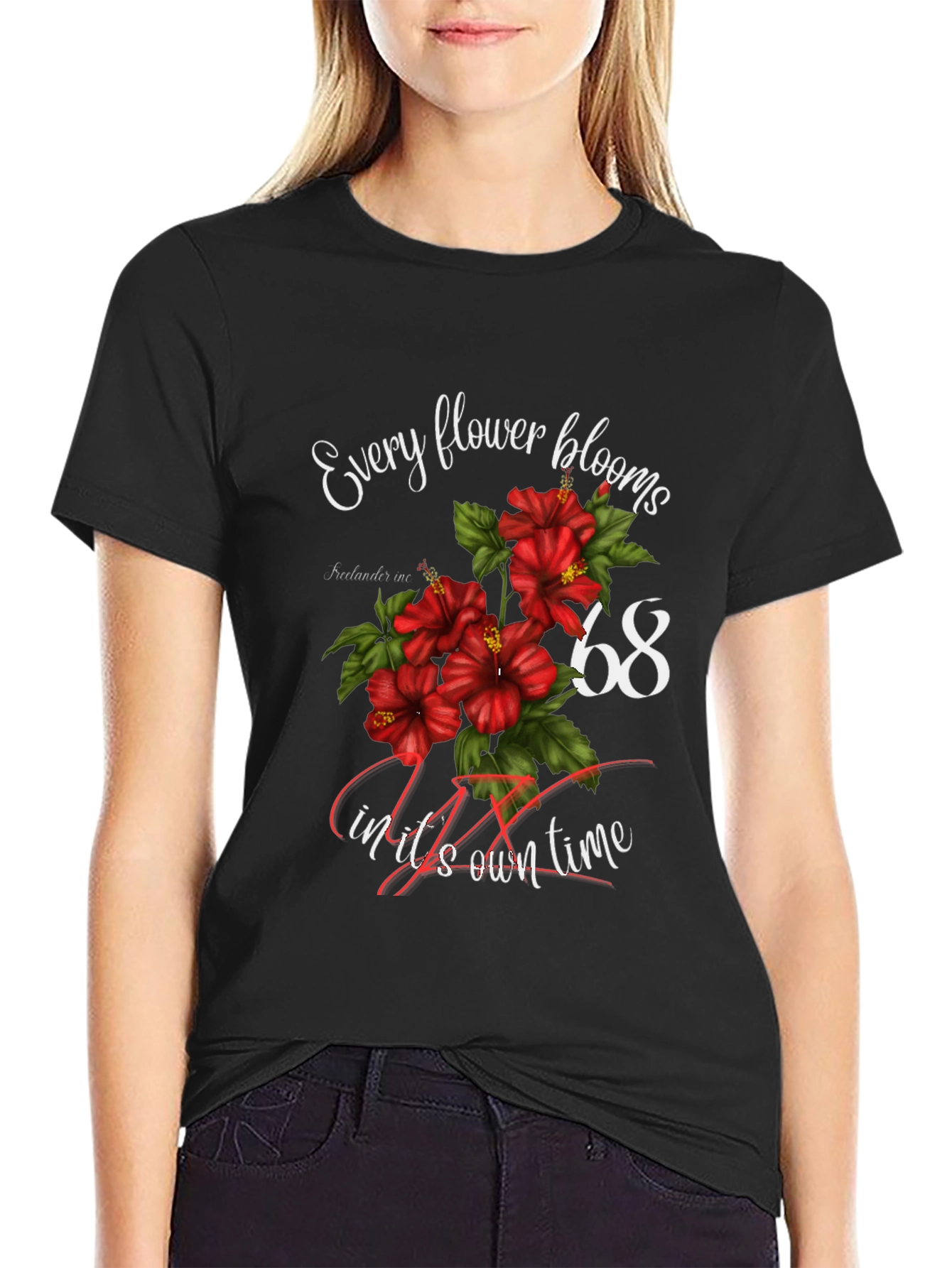 Floral Every flower blooms Black T-Shirt