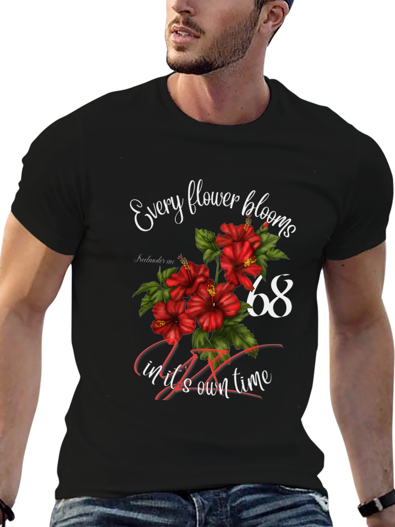 Floral Every flower blooms Black T-Shirt