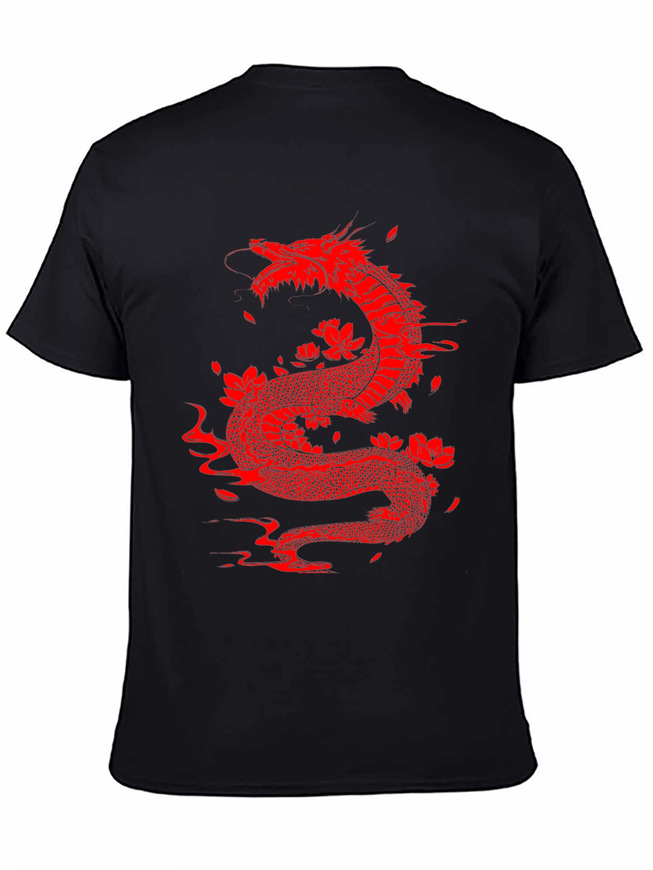 Red Dragon Graphic Tee - Black Cotton Blend Shirt