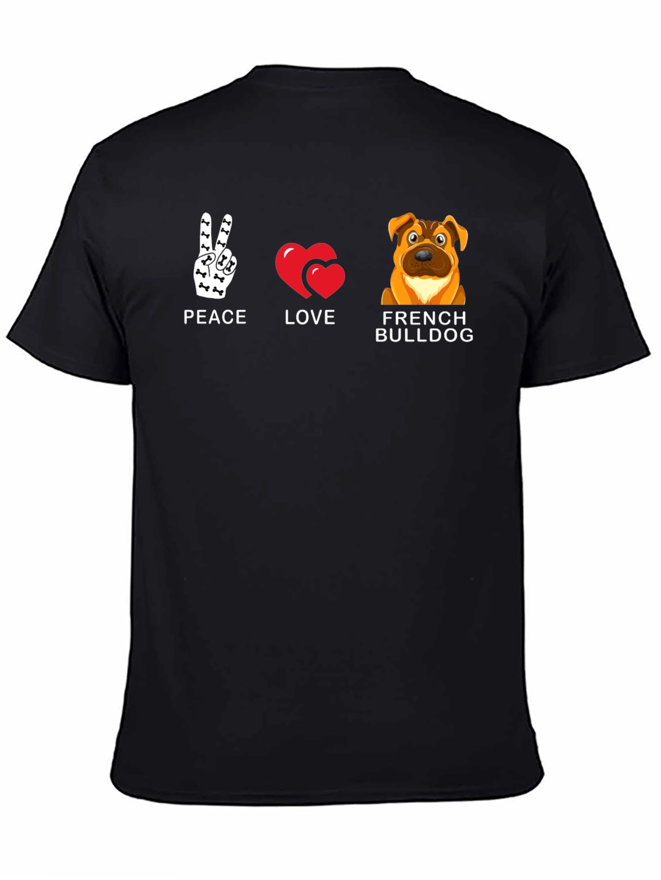 Peace Love French Bulldog Graphic T-Shirt
