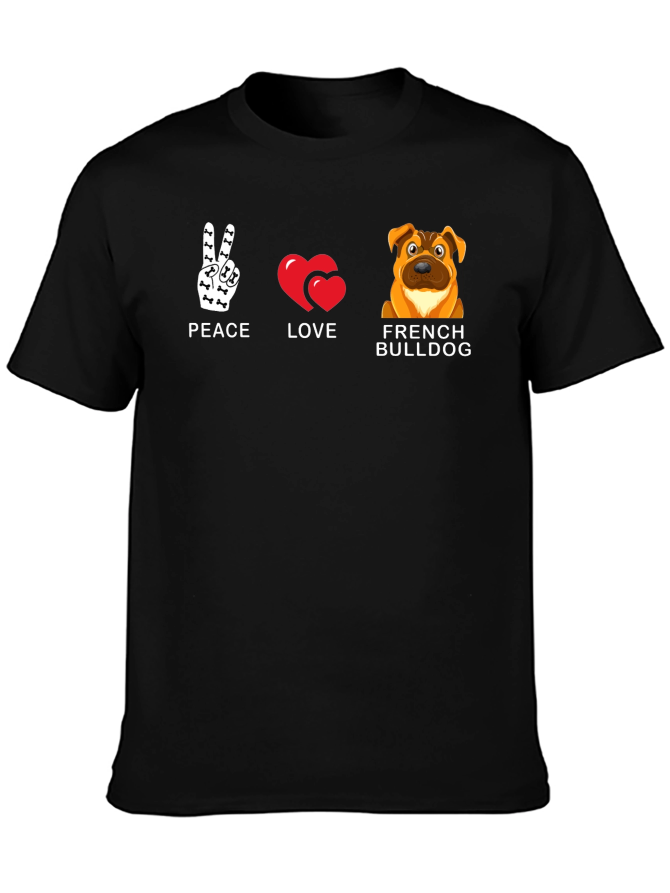 Peace Love French Bulldog Graphic T-Shirt