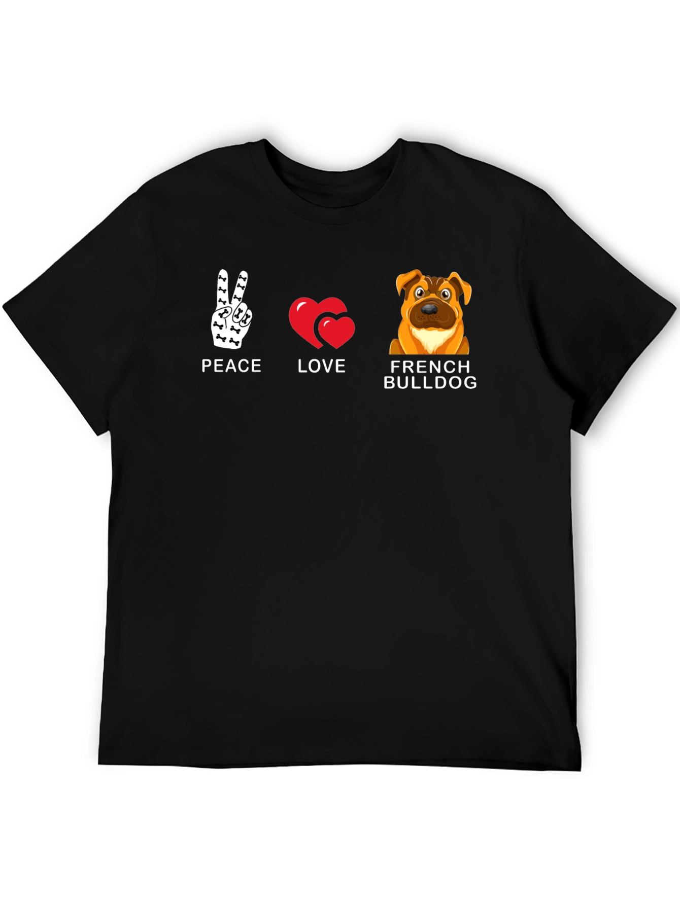 Peace Love French Bulldog Graphic T-Shirt