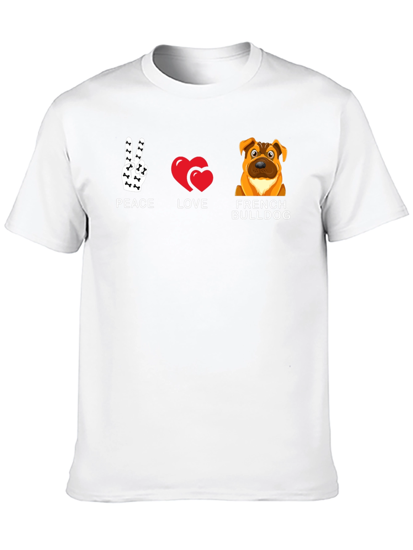 Peace Love French Bulldog Graphic T-Shirt