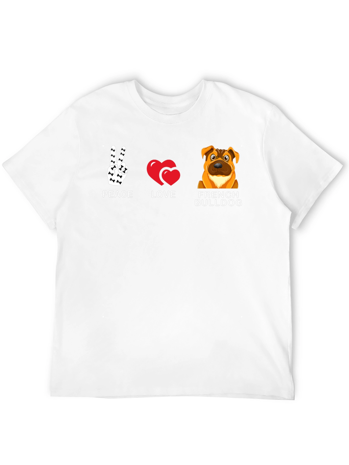 Peace Love French Bulldog Graphic T-Shirt
