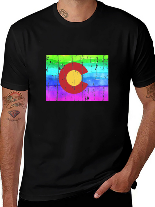 Colorado Flag T-Shirt - Rainbow Grunge