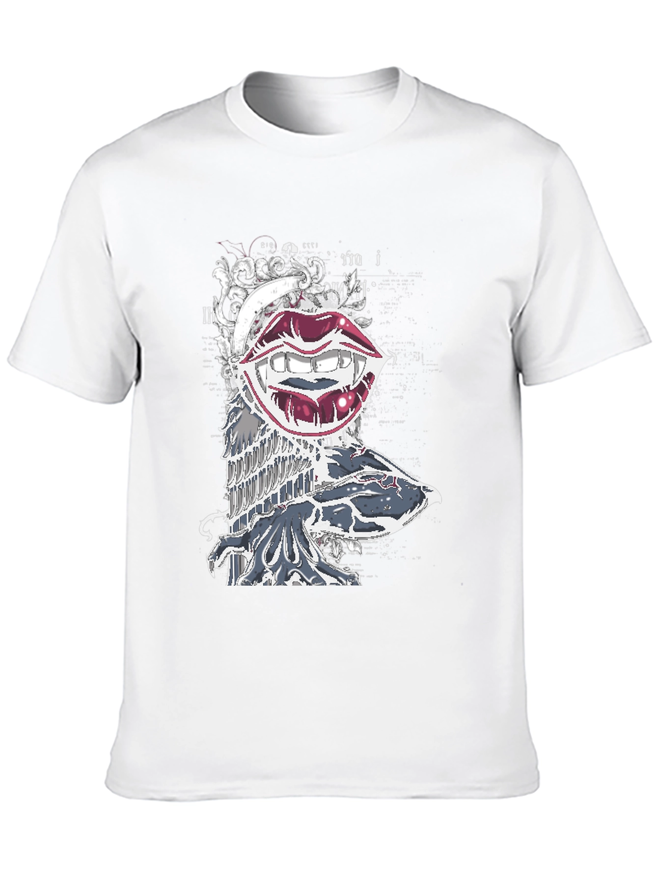 Vampire Lips Graphic Print Black T-Shirt
