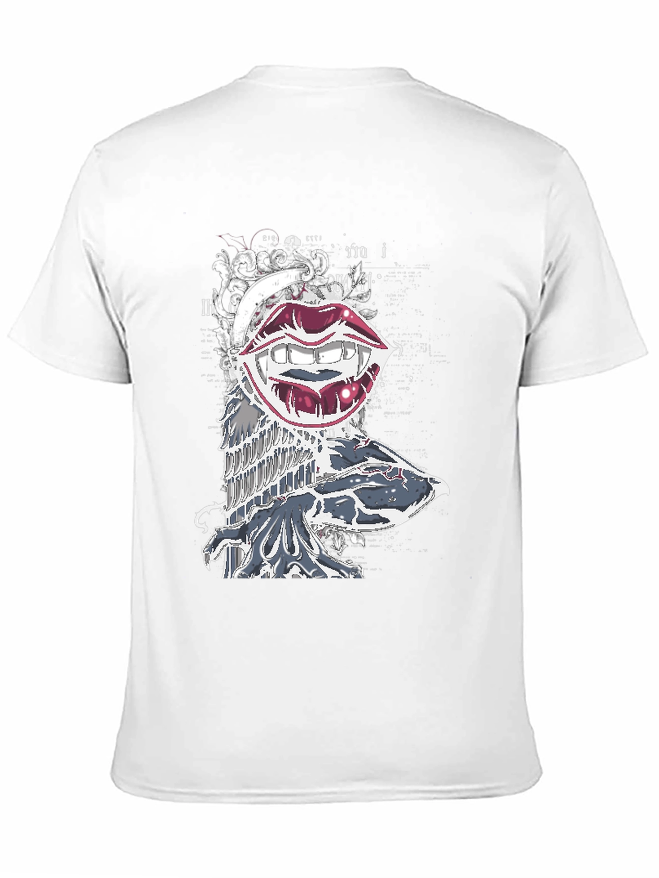 Vampire Lips Graphic Print Black T-Shirt