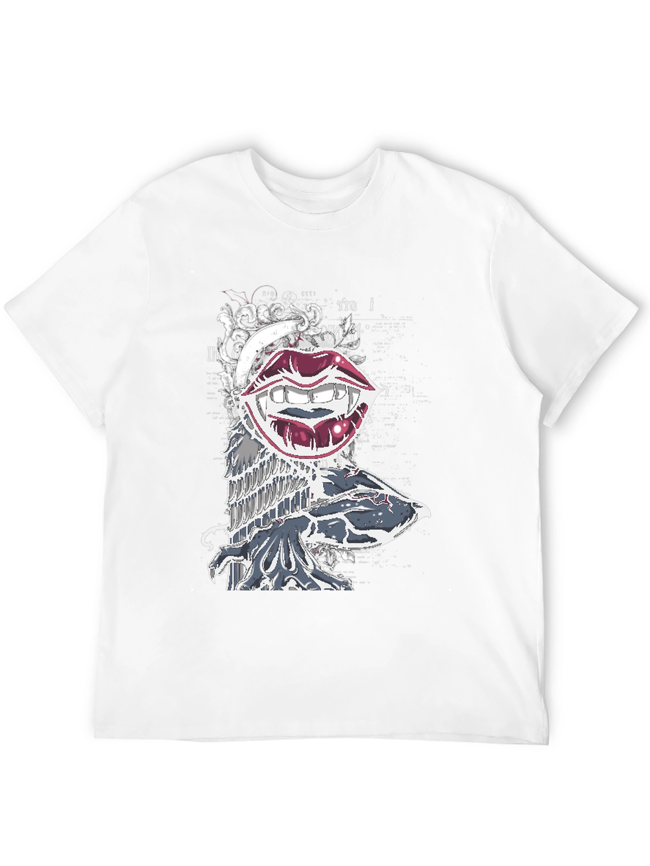 Vampire Lips Graphic Print Black T-Shirt