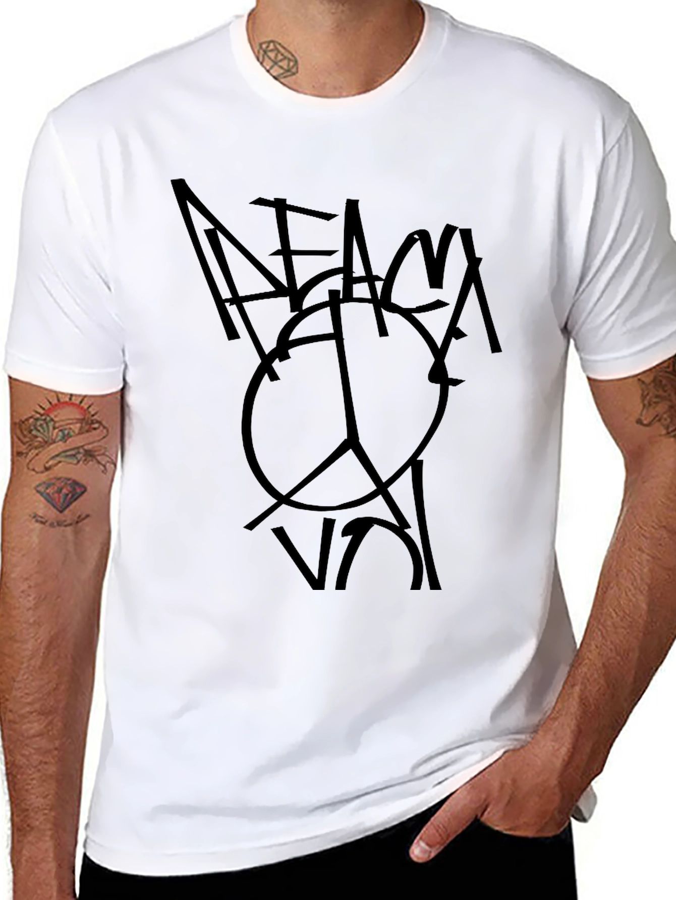 Peace Out Black Graphic T-Shirt