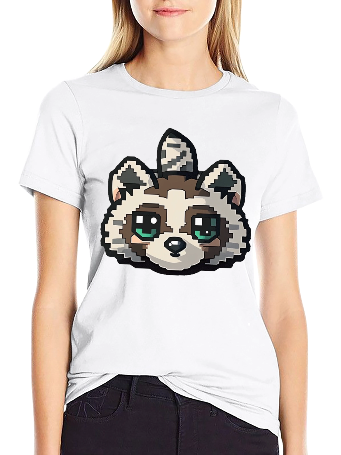Pixelated Raccoon Graphic Tee