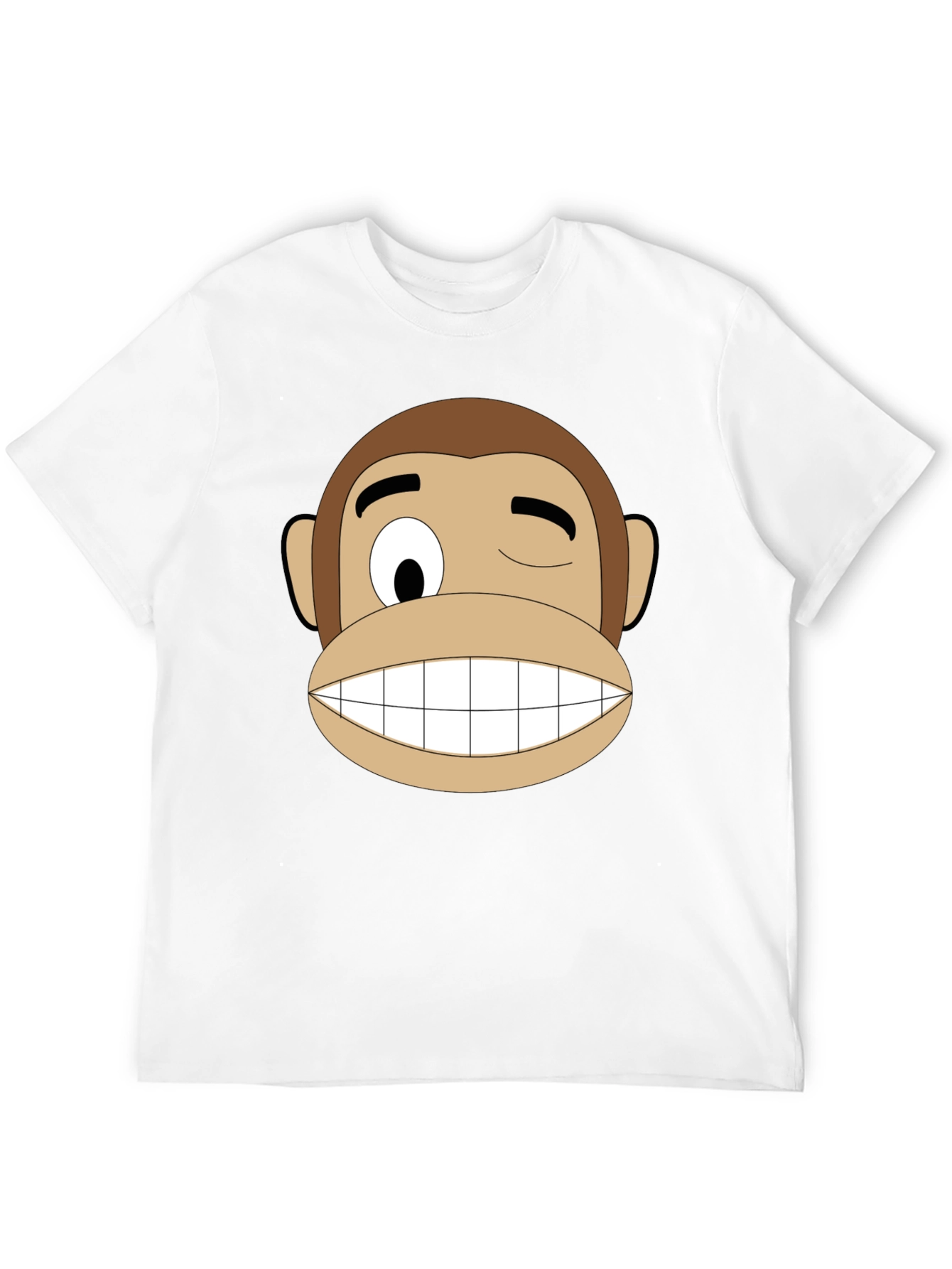 Funny Monkey Face Graphic T-Shirt - Black