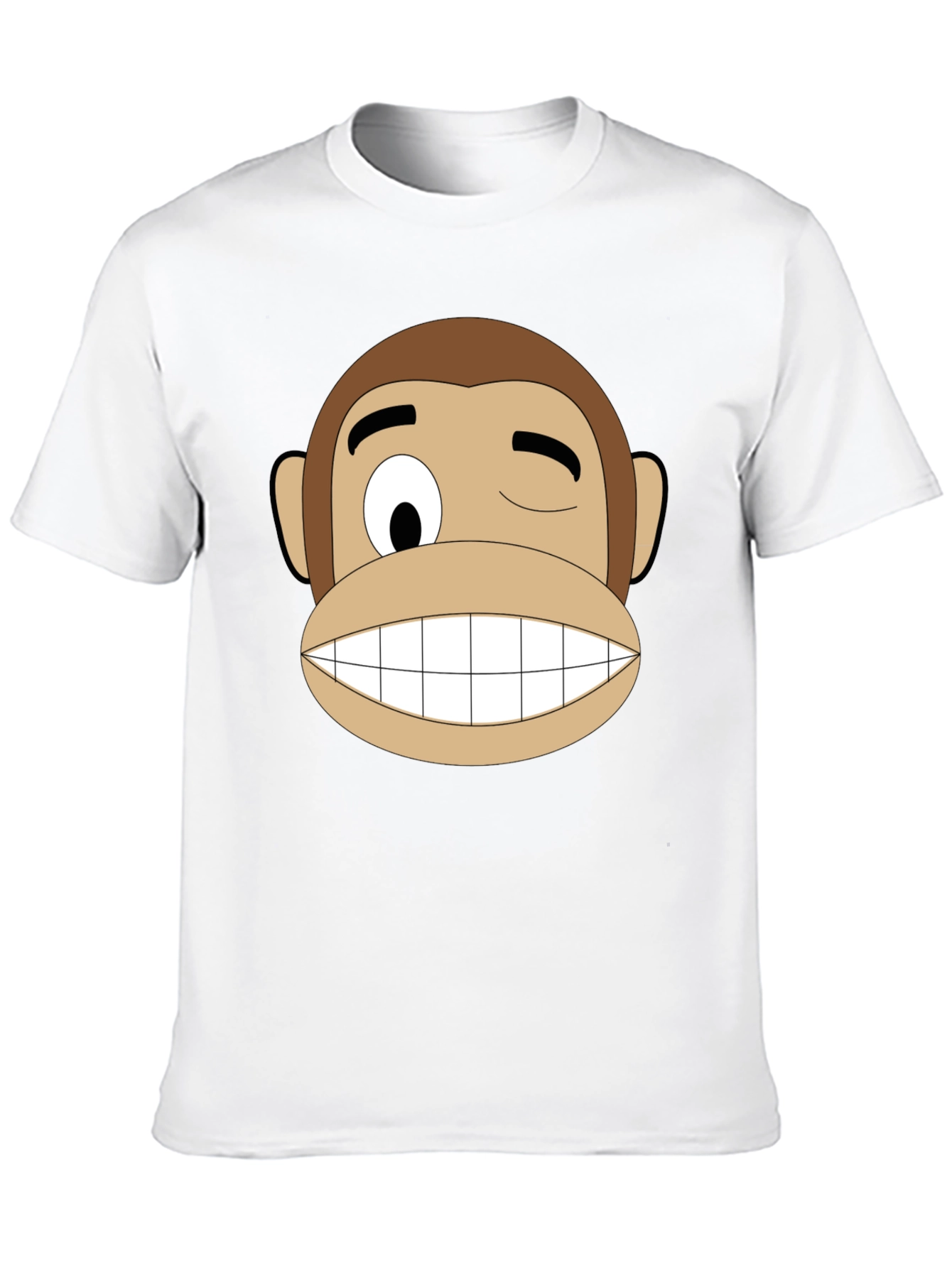 Funny Monkey Face Graphic T-Shirt - Black
