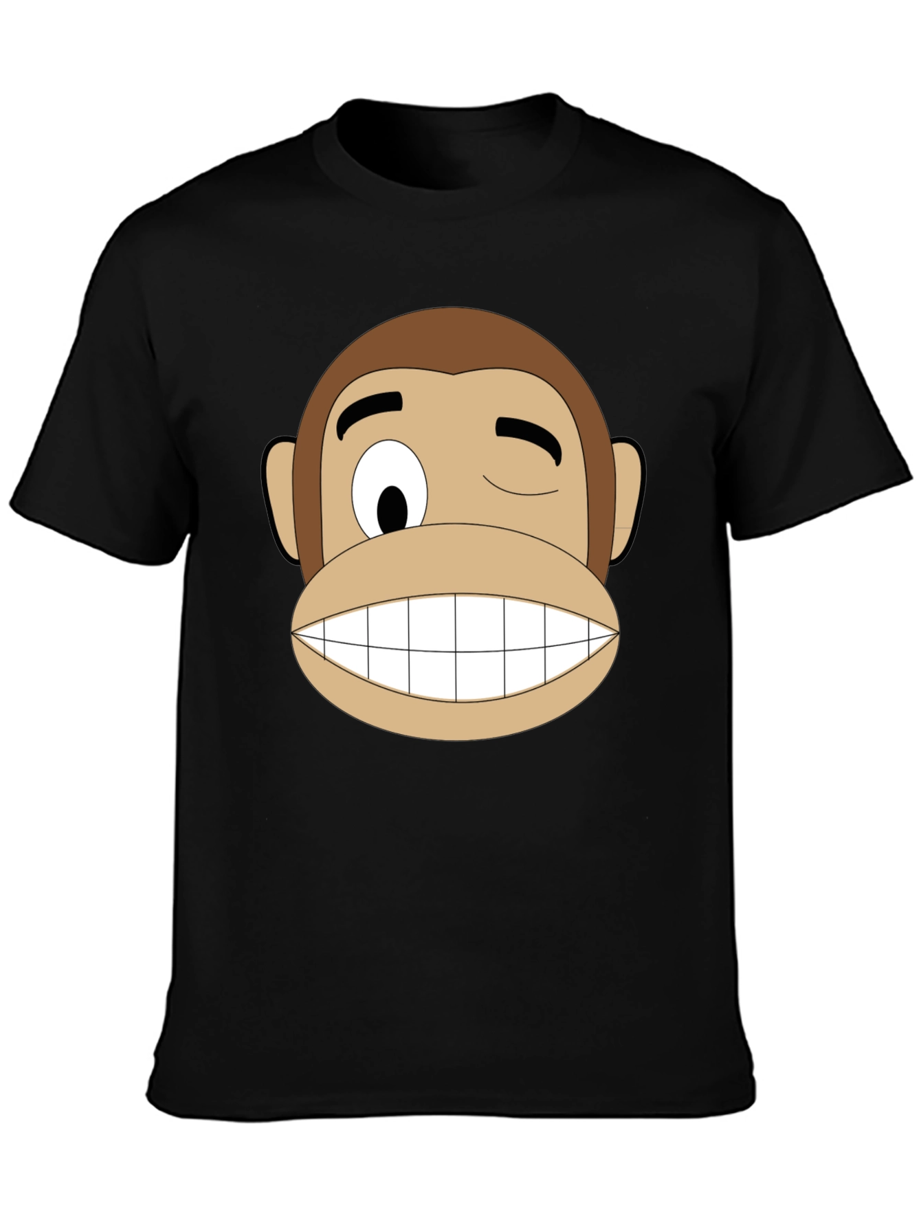 Funny Monkey Face Graphic T-Shirt - Black