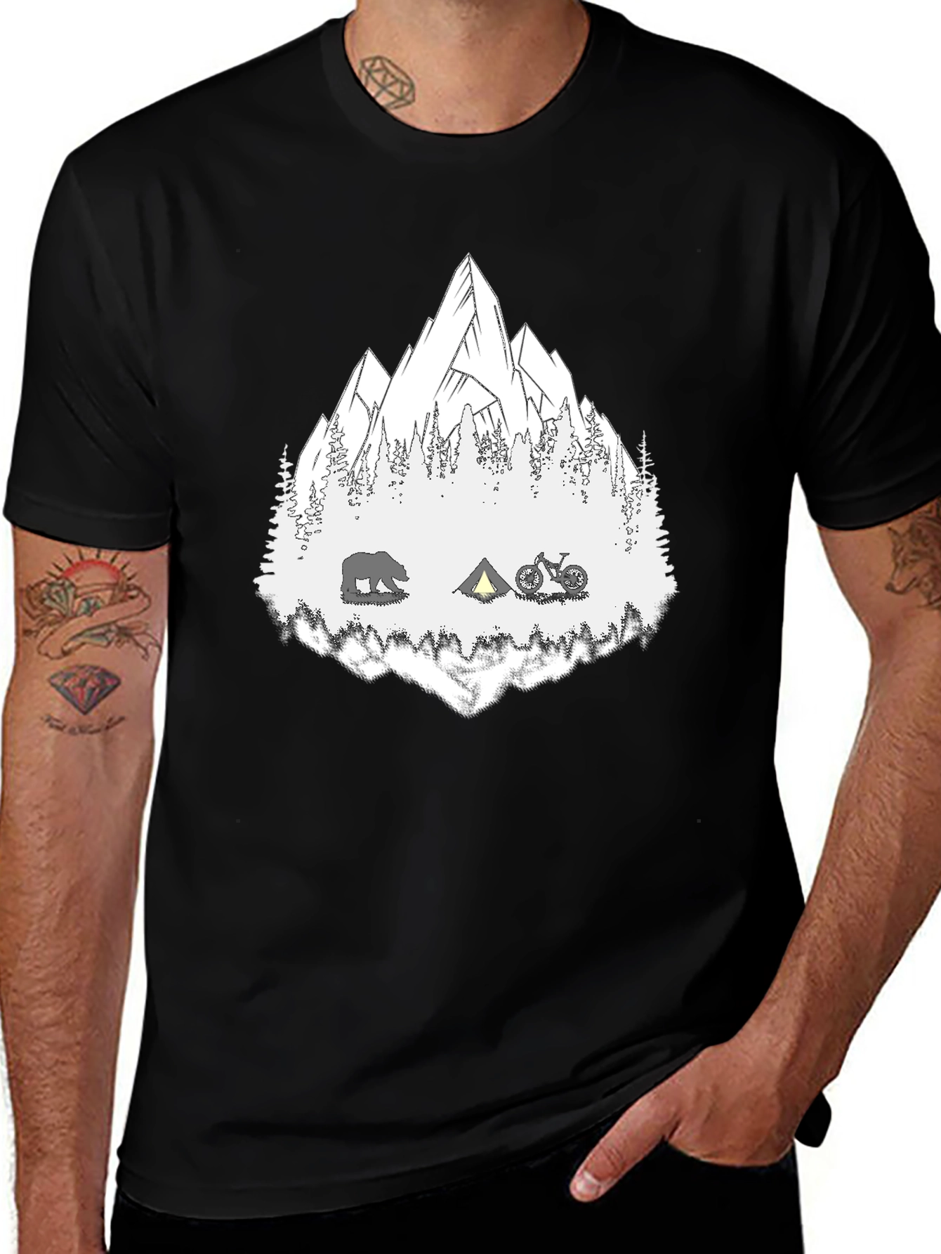 Mountain Adventure Black Graphic T-Shirt
