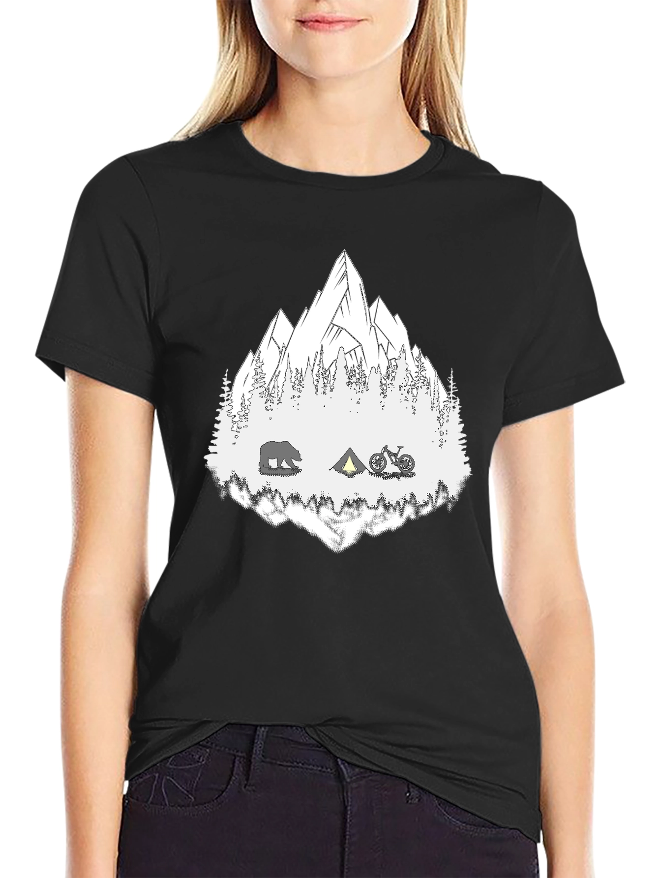 Mountain Adventure Black Graphic T-Shirt