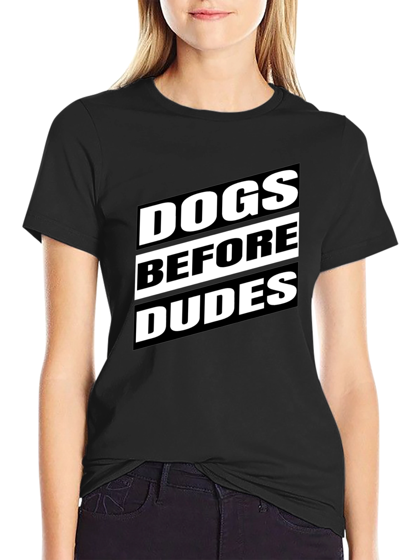 Dogs Before Dudes Graphic T-Shirt - Black