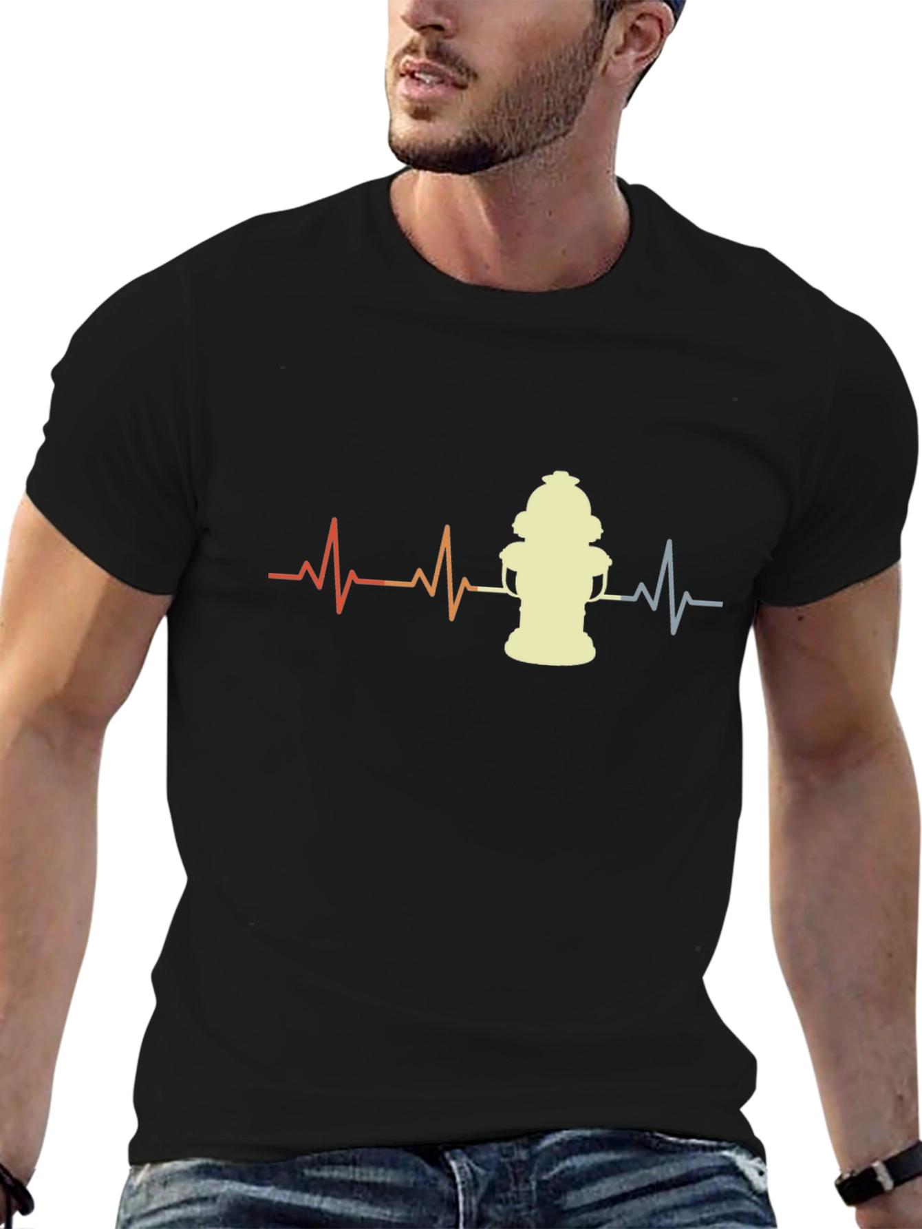 Fire Hydrant Heartbeat T-Shirt - Black