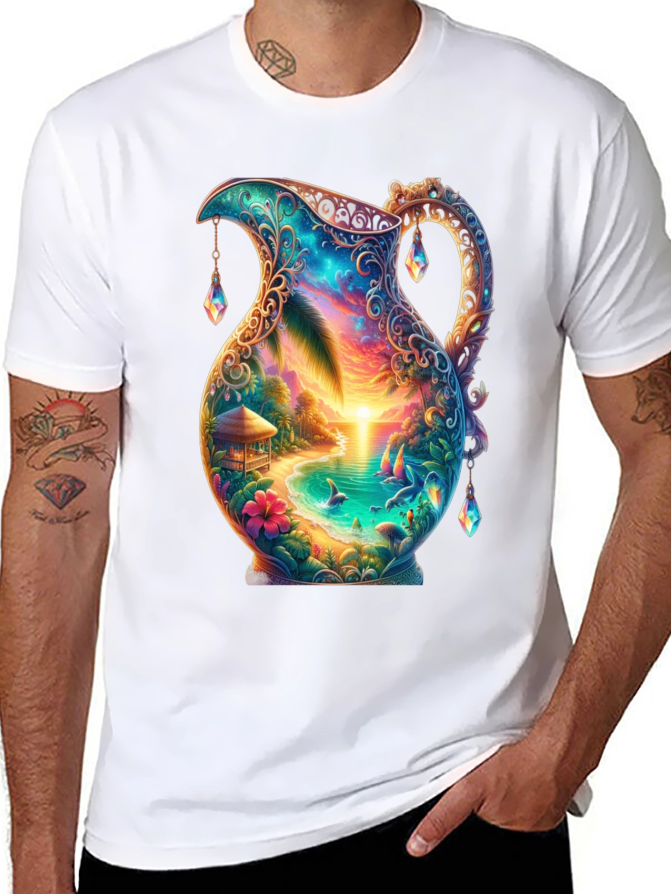 Tropical Beach Pitcher Graphic Tee