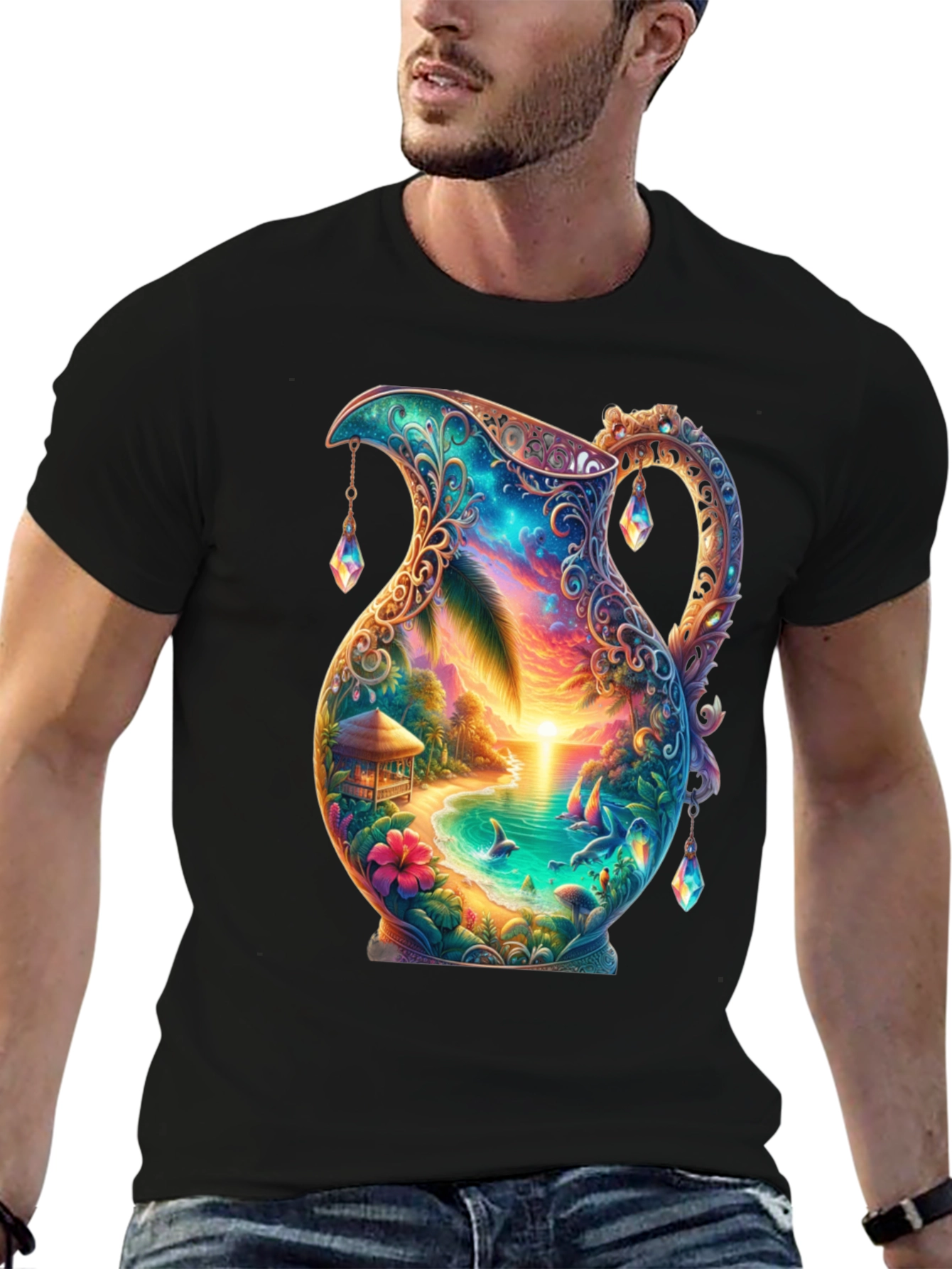 Tropical Beach Pitcher Graphic Tee