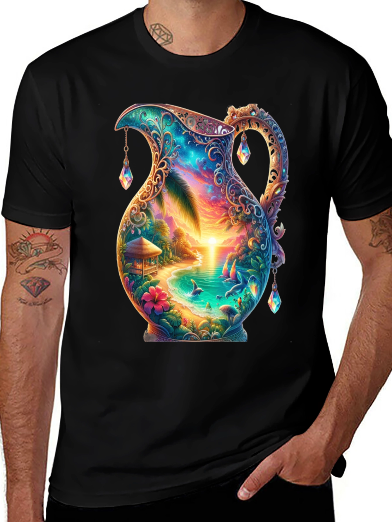 Tropical Beach Pitcher Graphic Tee