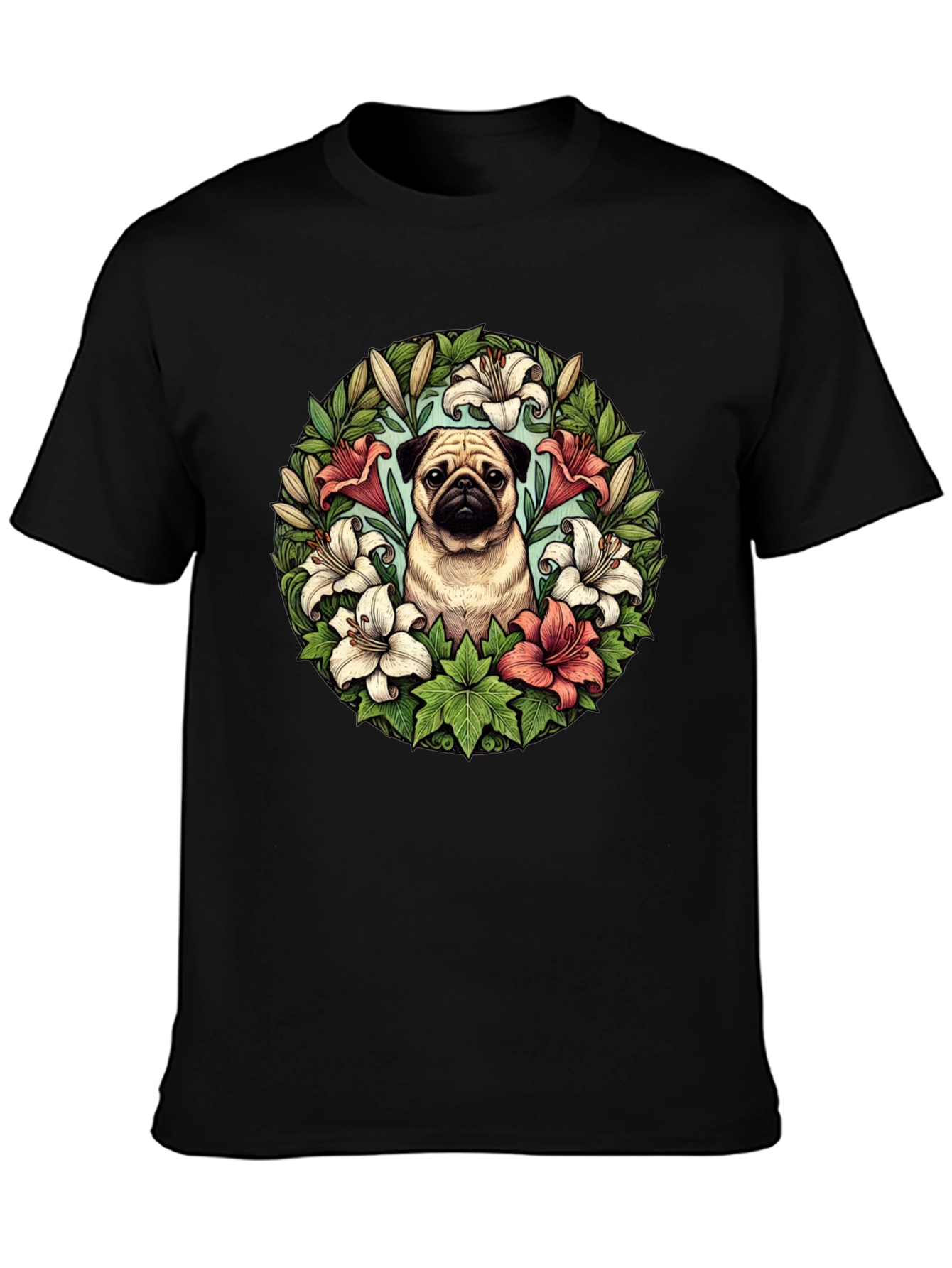 Pug and Lily Floral T-Shirt