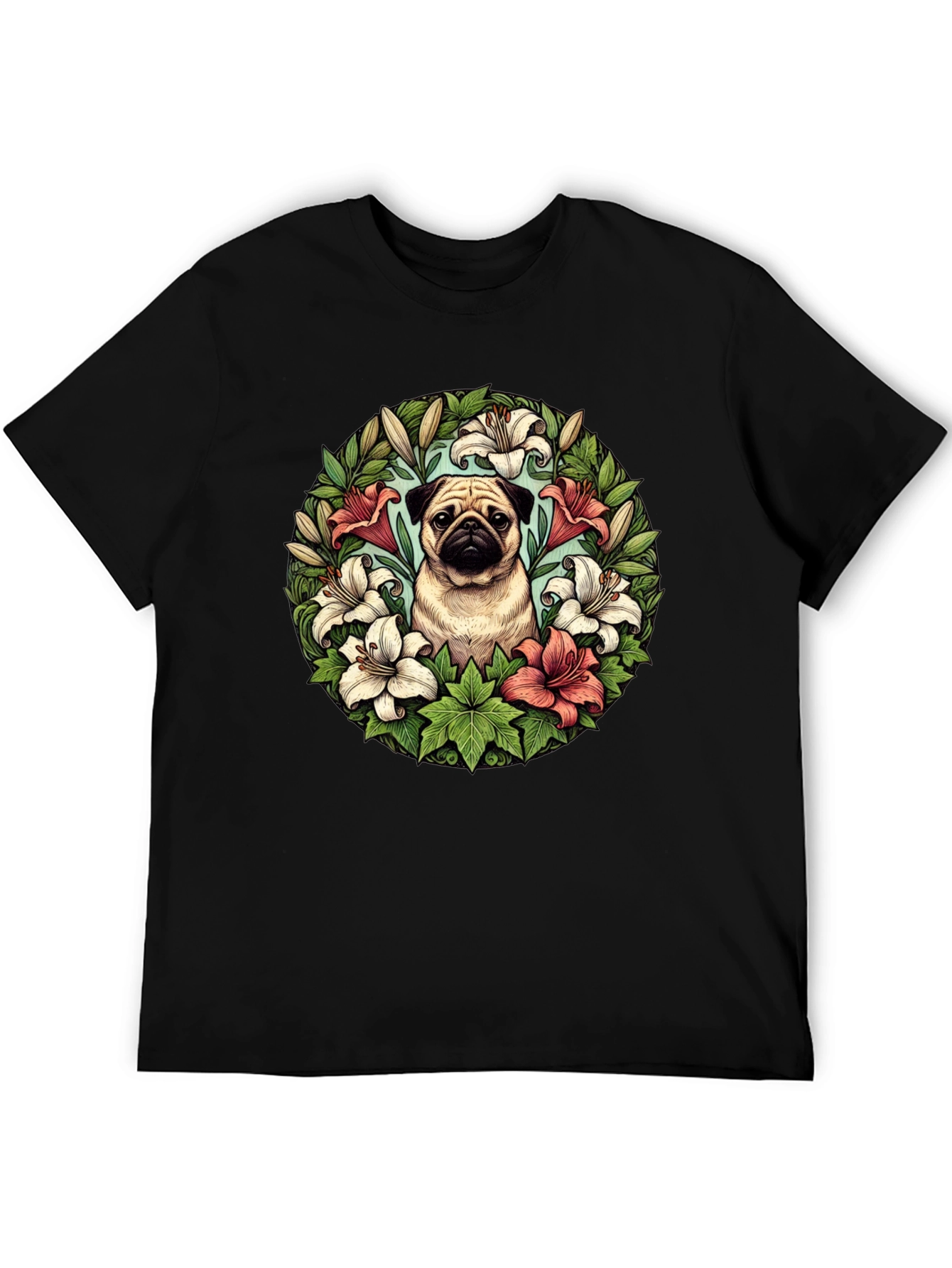Pug and Lily Floral T-Shirt
