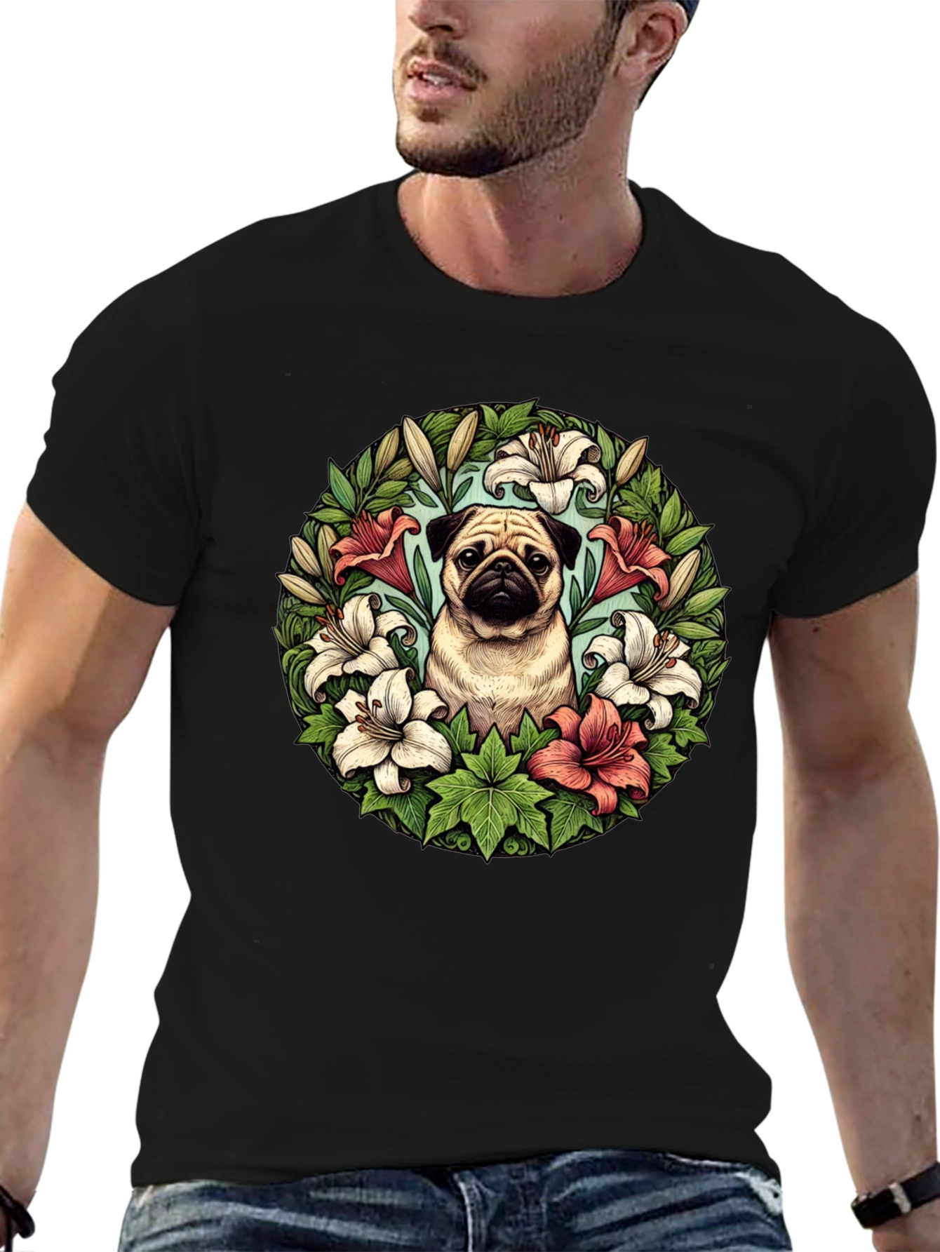 Pug and Lily Floral T-Shirt