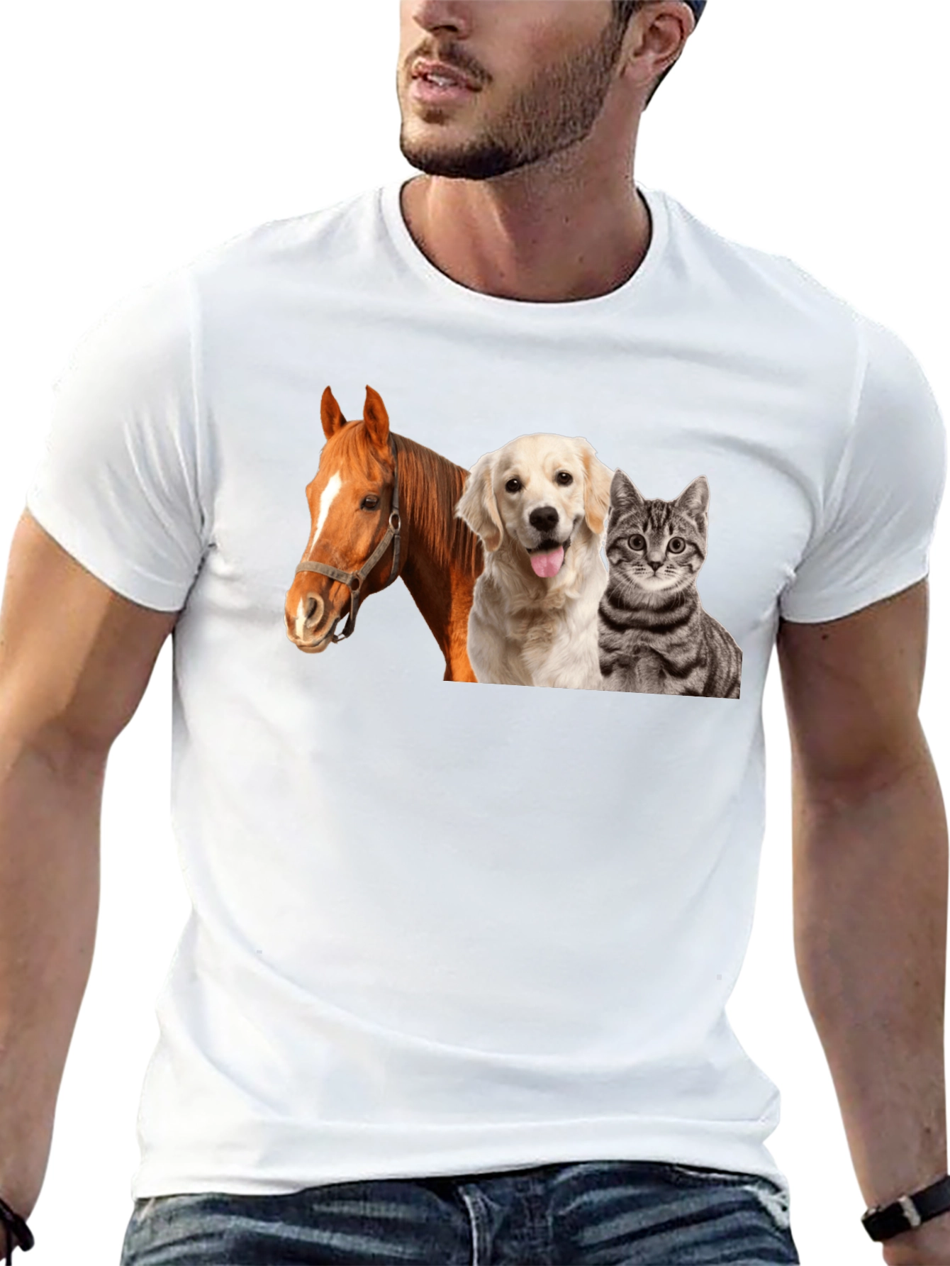 Novelty Animals T-Shirt: Horse Dog & Cat!