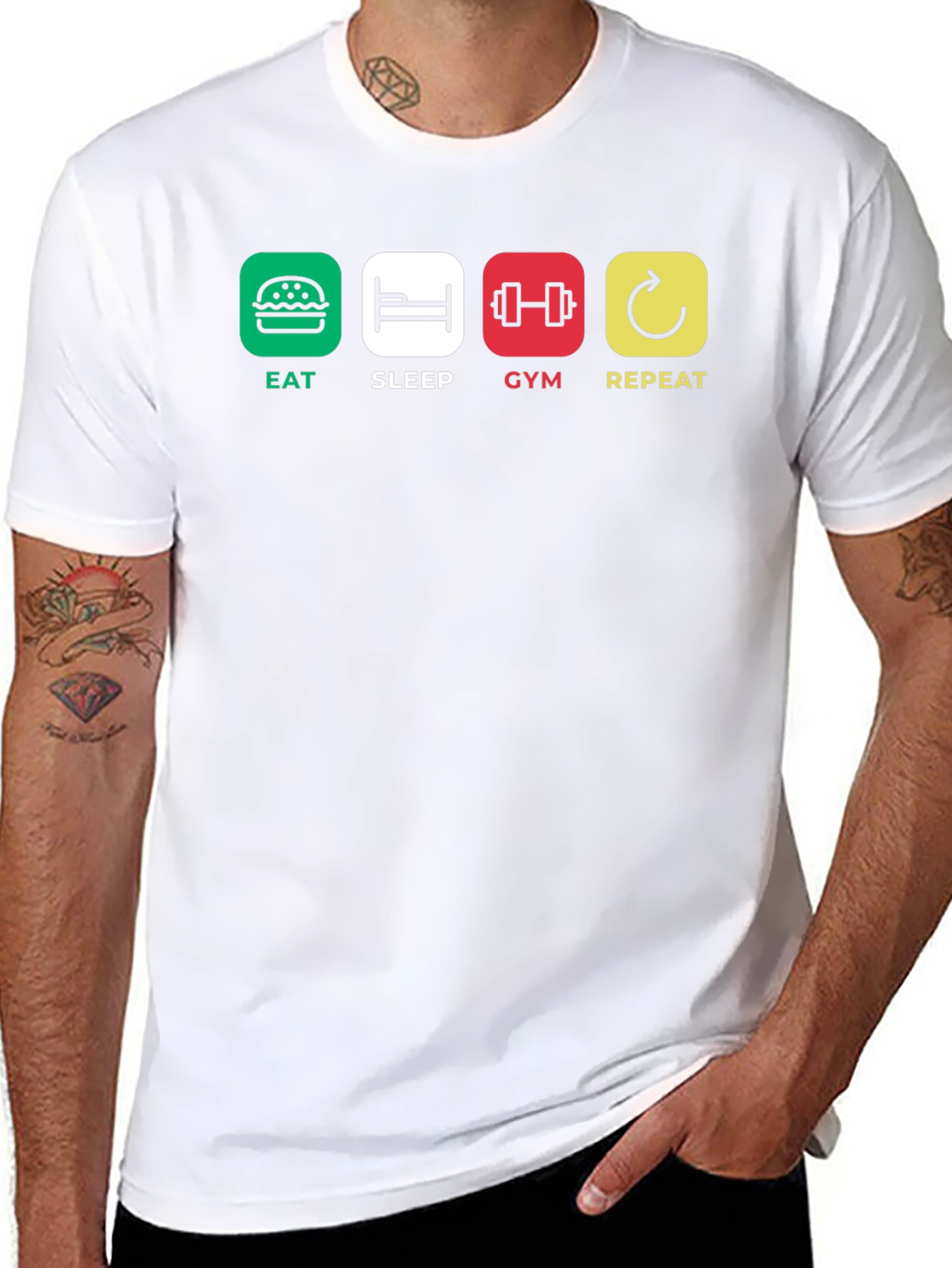 Eat Sleep Gym Repeat Graphic T-Shirt