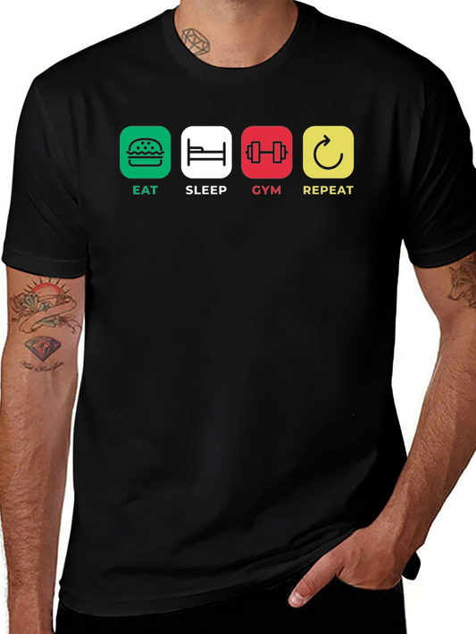 Eat Sleep Gym Repeat Graphic T-Shirt