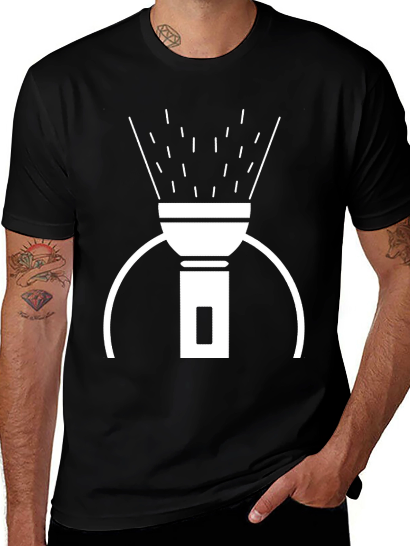 Flashlight Graphic Tee - Black Cotton T-Shirt