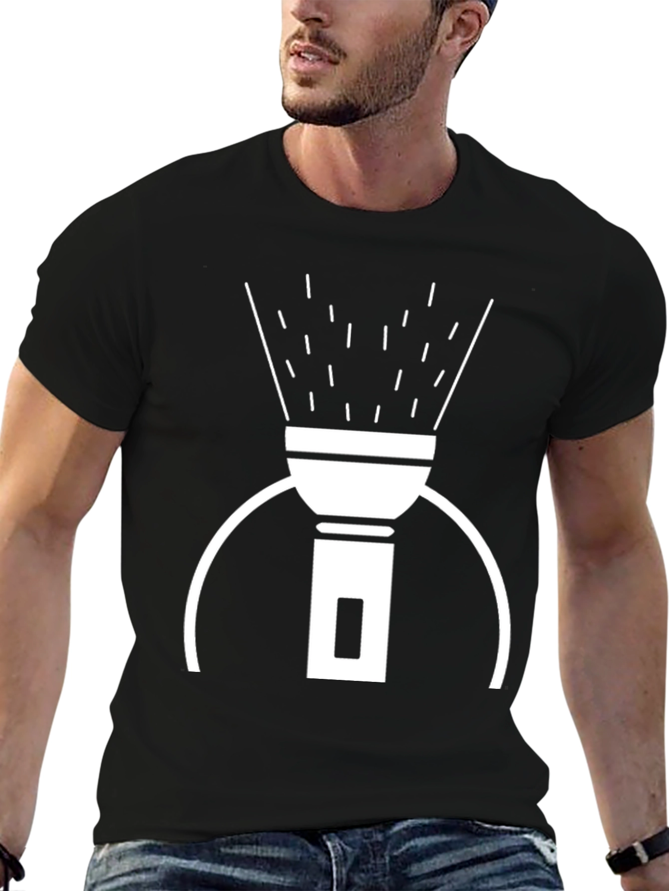 Flashlight Graphic Tee - Black Cotton T-Shirt