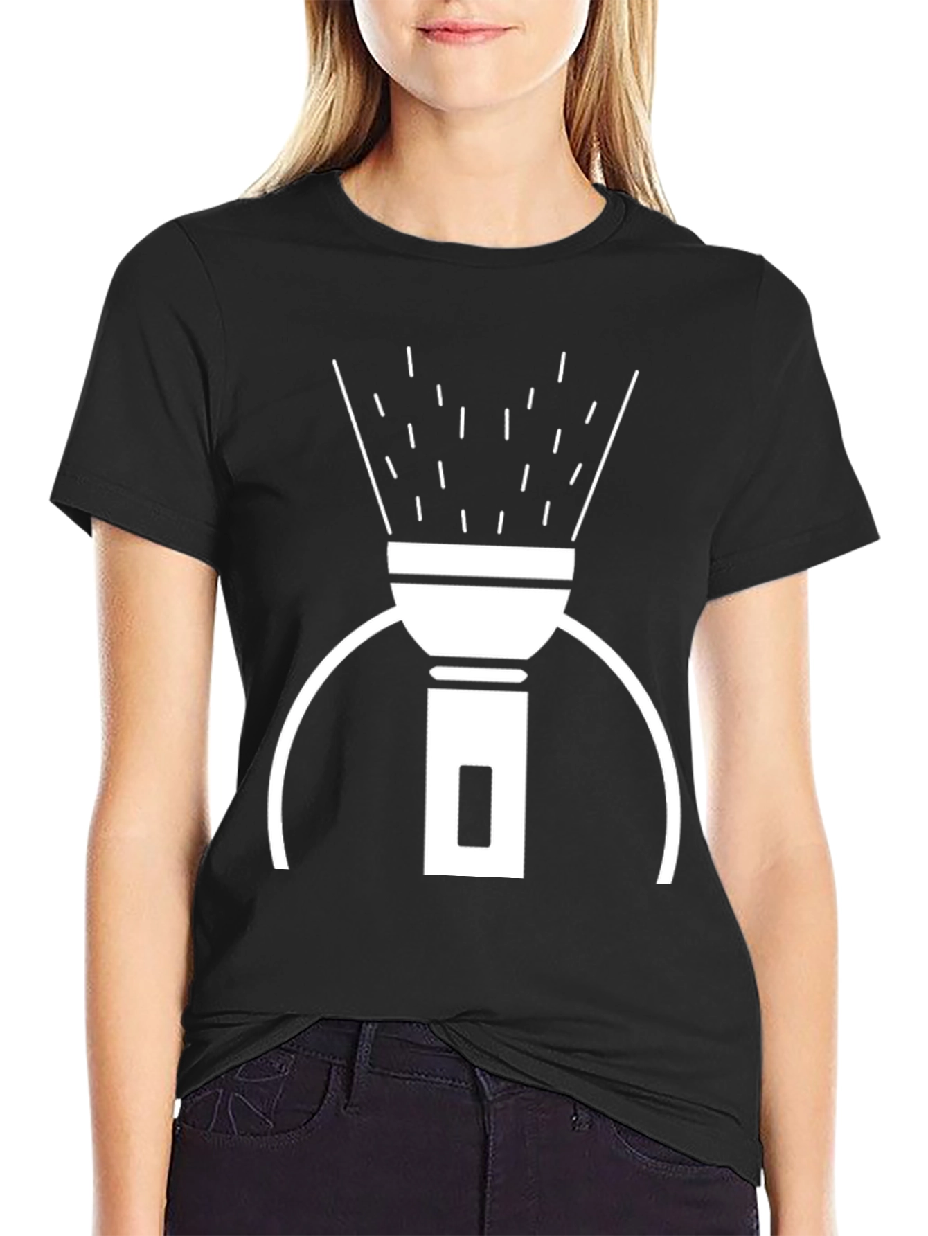 Flashlight Graphic Tee - Black Cotton T-Shirt