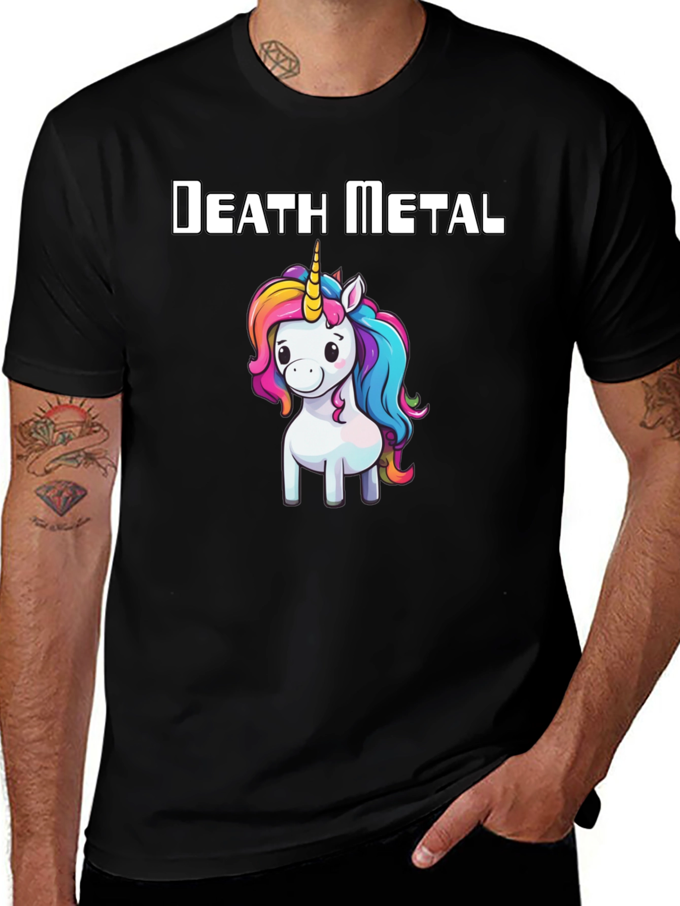 Death Metal Unicorn Graphic T-Shirt