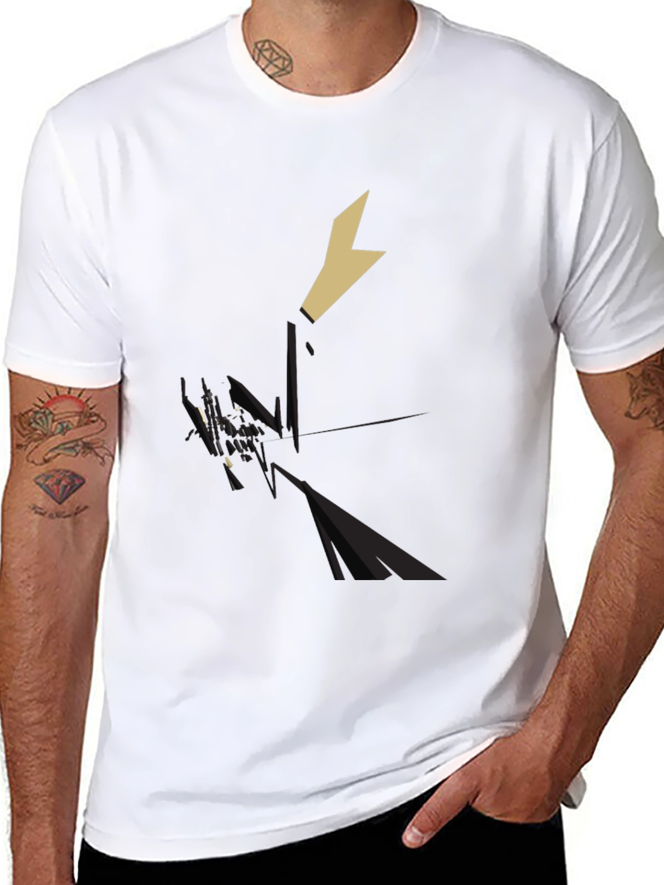 Geometric Knight Graphic Tee - Black