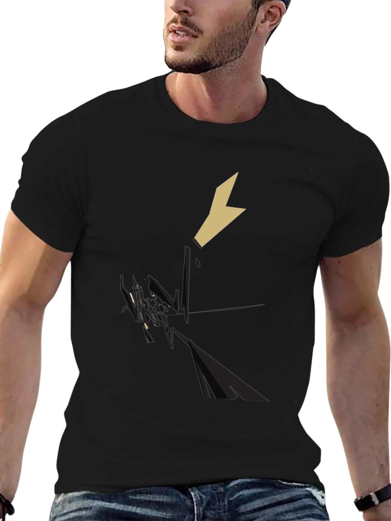 Geometric Knight Graphic Tee - Black