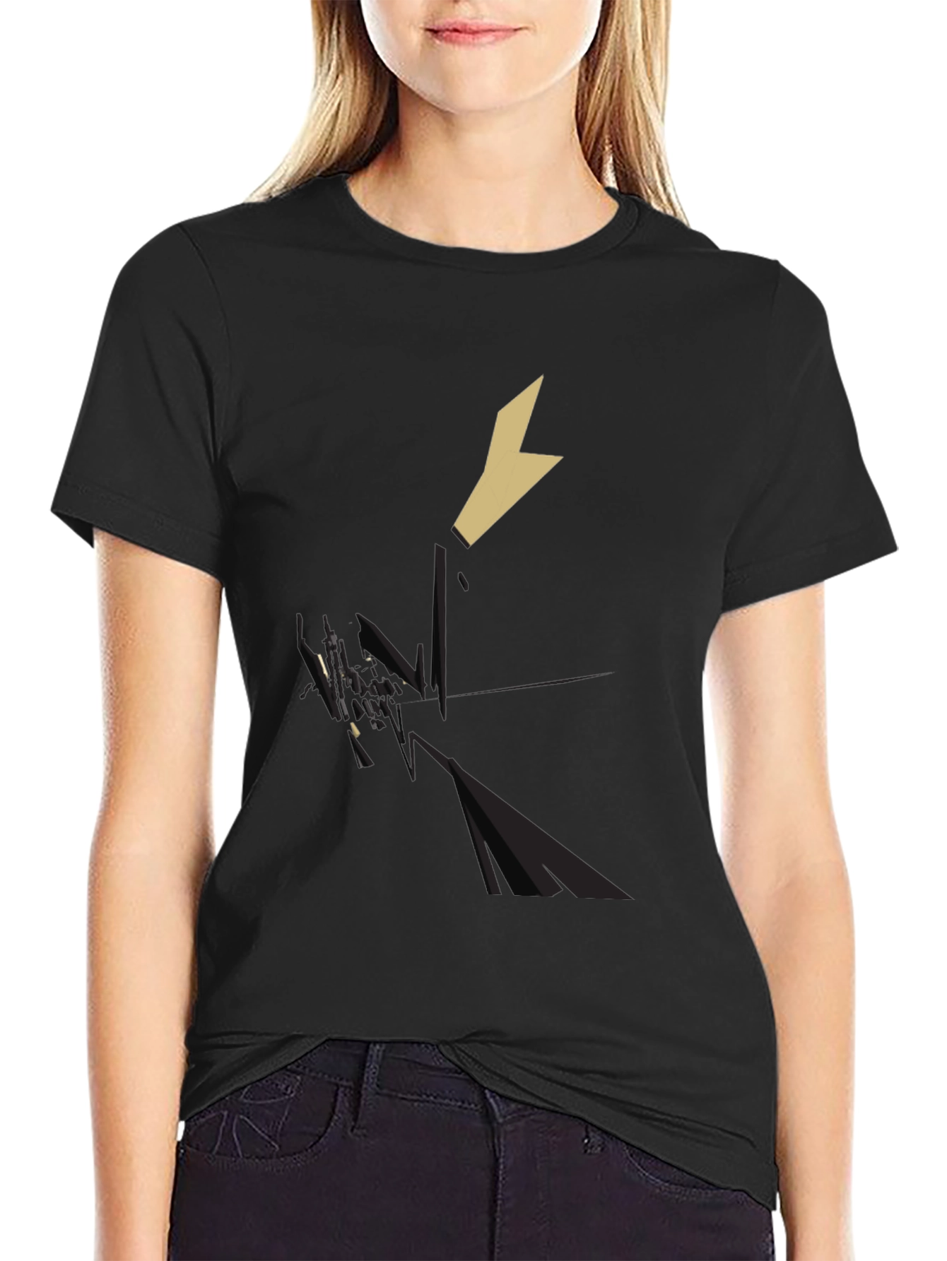 Geometric Knight Graphic Tee - Black