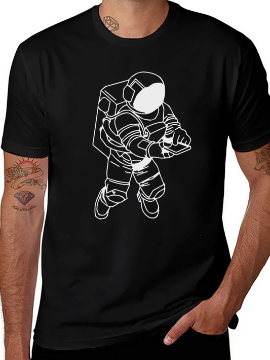 Astronaut Graphic T-Shirt - Black Crew Neck Tee